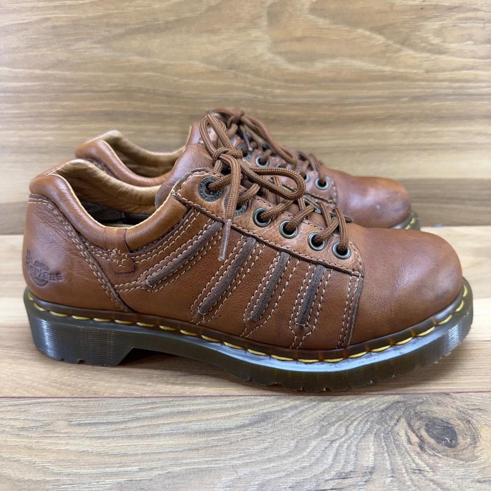 Dr. Martens Chunky Oxford Y2K Vintage Womens 7 Cognac Tan Leather Air Wair 12037